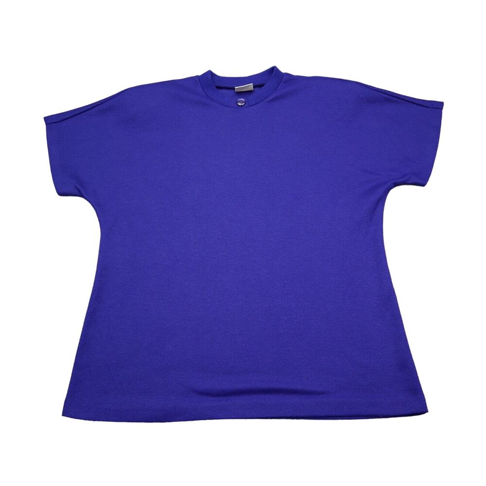 Pykettes Shirt Womens S Purple Short Sleeve Crew Neck Shoulder Pads Casual Tee